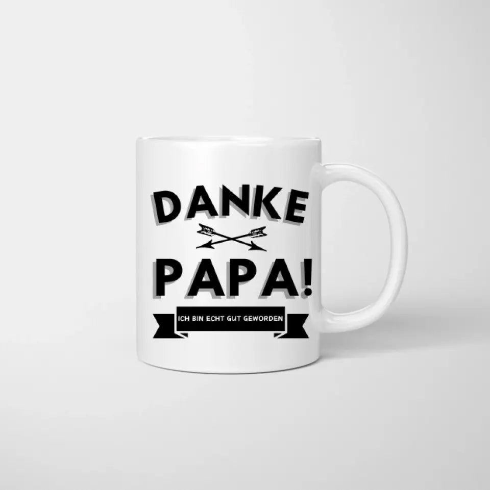 Bedankt papa, ik ben echt goed geworden - Gepersonaliseerde mok voor vaders (Vaderdag 1-4 kinderen)