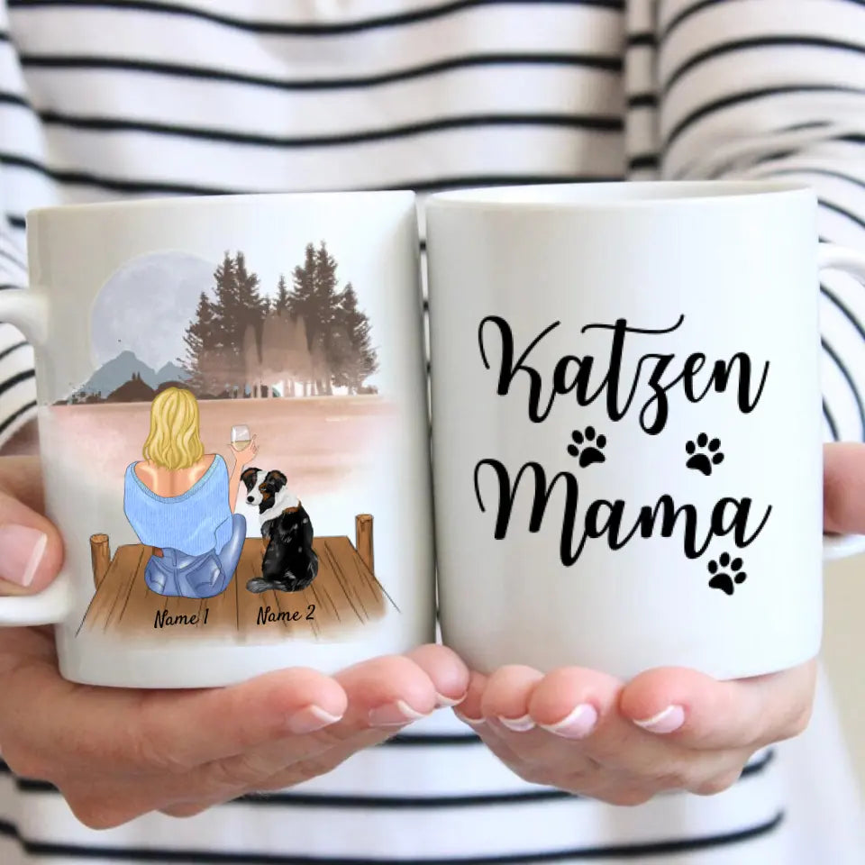 Cat Mom - Gepersonaliseerde mok (Vrouw met kat of hond, Moederdag)