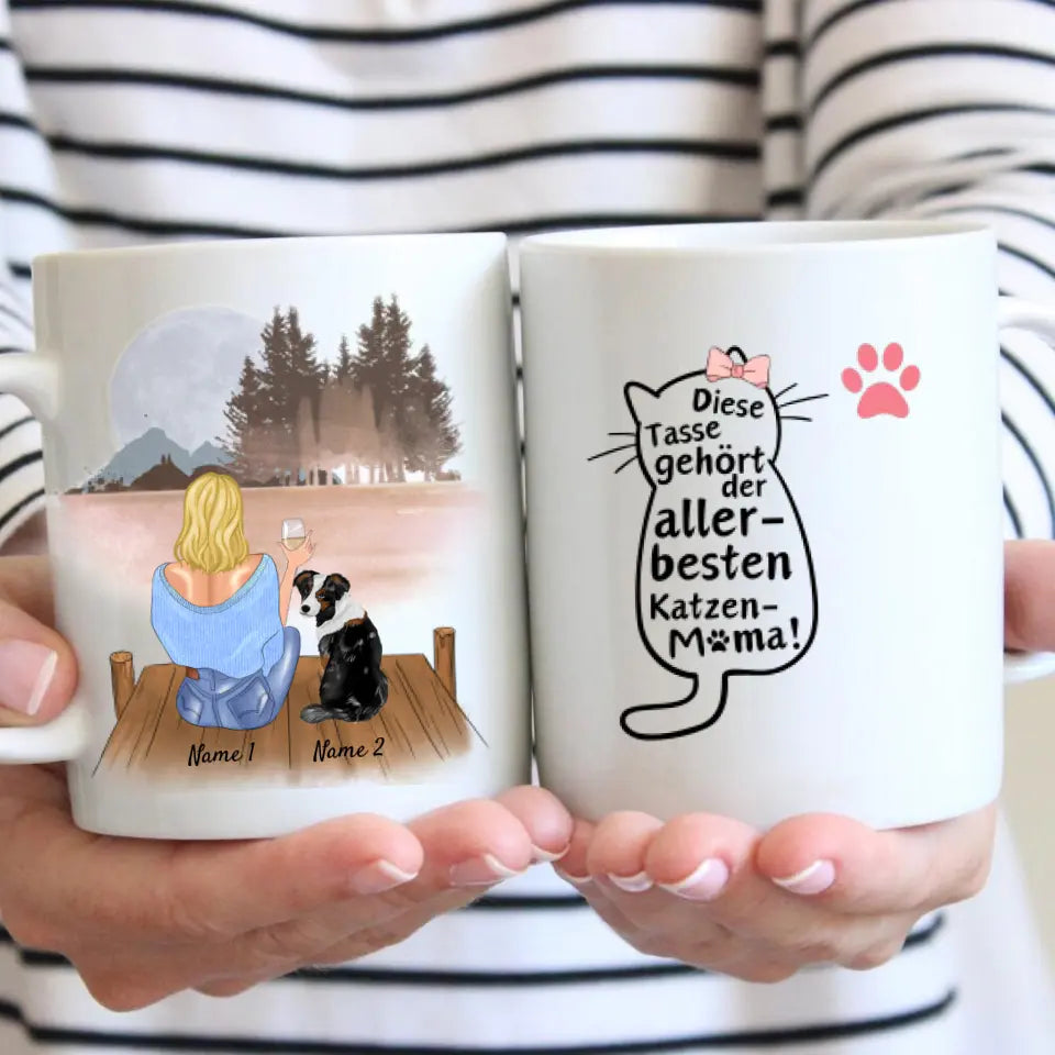 Pour la meilleure maman chat - Mug personnalisé (femme avec chat ou chien, Fête des Mères)