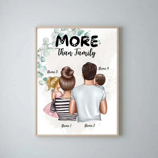 Plus qu'une famille - Affiche familiale personnalisée (parents de 1 à 4 enfants)