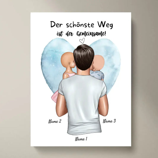 De mooiste manier is samen! - Gepersonaliseerde Vaderdagposter (vader met 1-4 kinderen)