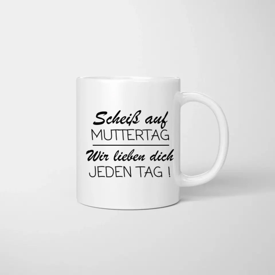 Schroef Moederdag, we houden elke dag van je - Gepersonaliseerde familiemok (ouders met 1-4 kinderen)