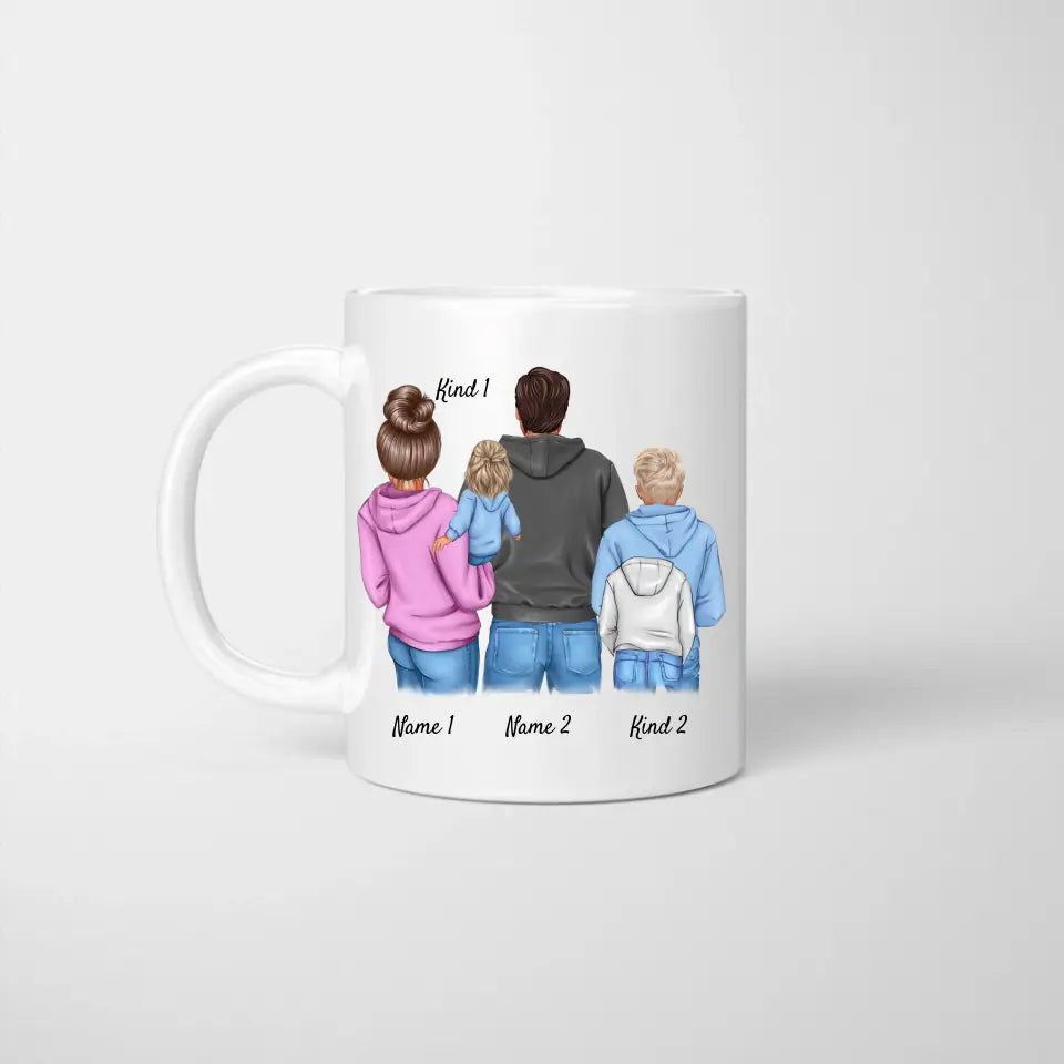 Au diable la fête des mères, on vous aime tous les jours ! - Mug familial personnalisé (parents de 1 à 4 enfants, adolescents)