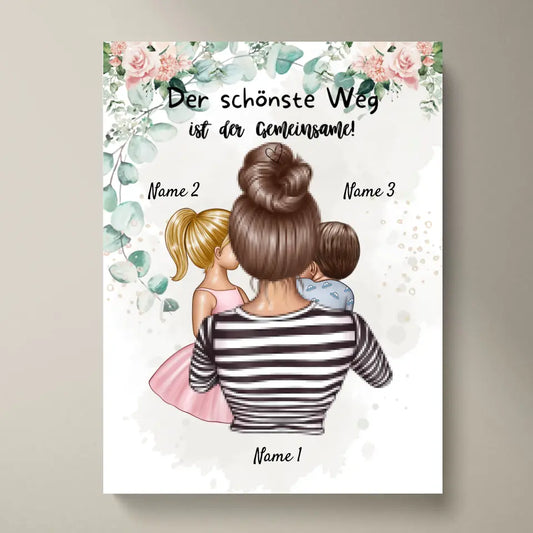 De mooiste manier is samen - Gepersonaliseerde Poster Moederdag (Moeder met Kinderen)