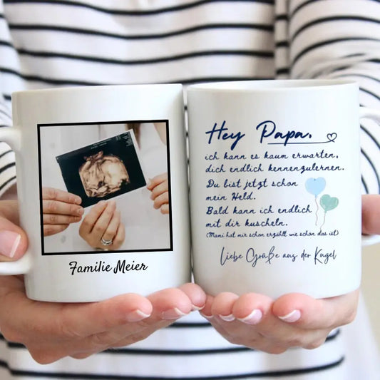 Cher papa, échographie de bébé Mug photo pour futurs parents (mère, père, grand-mère, grand-père)