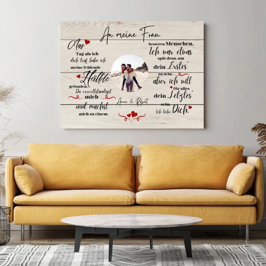 Le jour où je t'ai rencontré - Toile photo personnalisée pour les couples