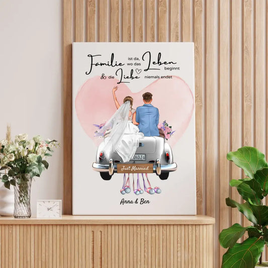 "Là où l'amour ne finit jamais" Toile personnalisée pour le mariage - Pour les couples mariés, les mariés, cadeau d'argent, cadeau de mariage