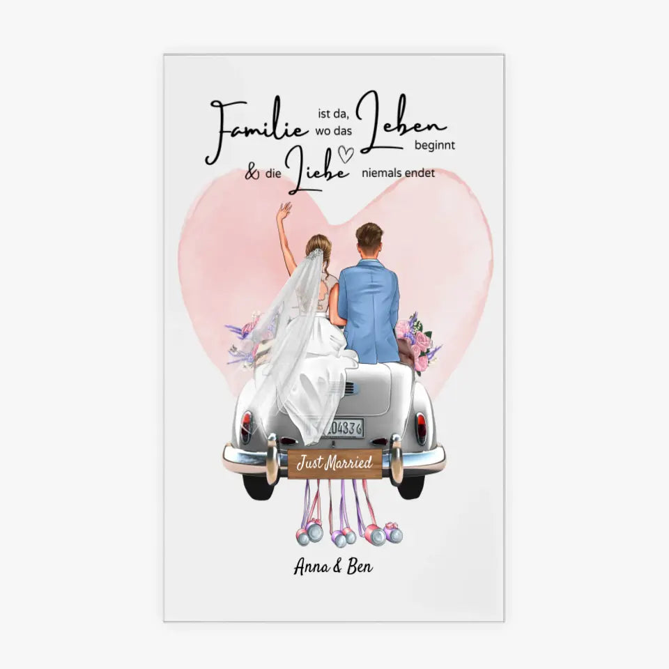 "Waar liefde nooit eindigt" Gepersonaliseerde acrylglasfoto voor de bruiloft - voor getrouwde stellen, bruid en bruidegom, geldcadeau