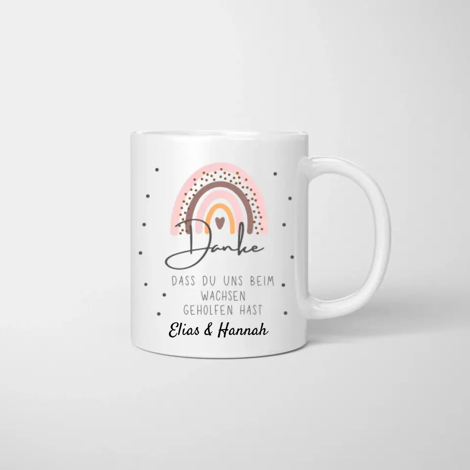Merci de nous avoir aidés à grandir - Mug personnalisé, cadeau d'adieu, éducateur, jardin d'enfants, école, enseignant, assistante maternelle
