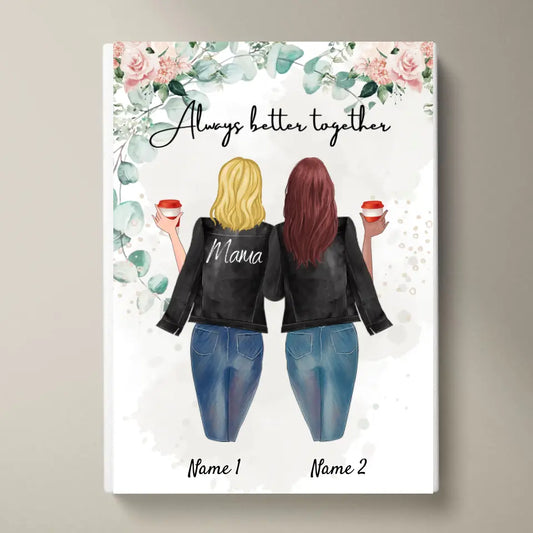 Beste moeder in leren jas - Persoonlijke Poster (2-3 vrouwen)