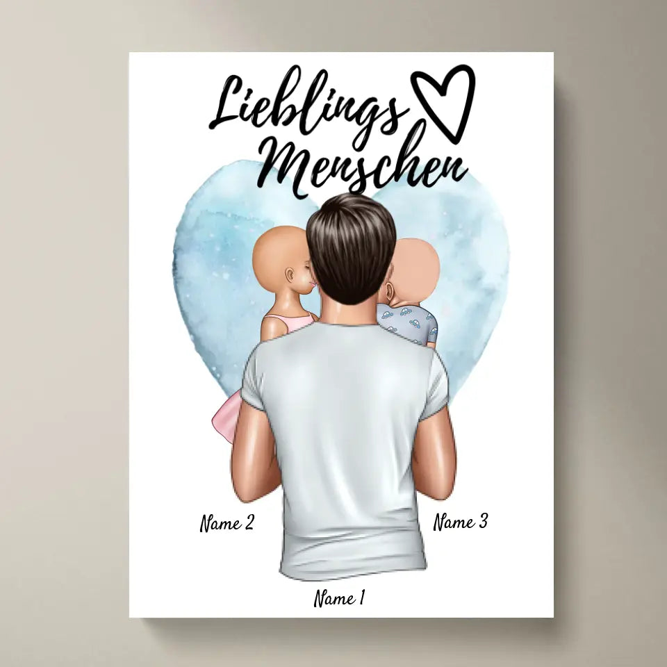 Papa, mon homme préféré - Poster personnalisé (père avec 1-4 enfants)