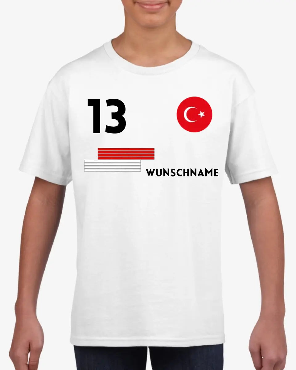Voetbal EM 2024 Turkije Jersey Kinder individueel - Gepersonaliseerd T-shirt voor kinderen (100% katoen)