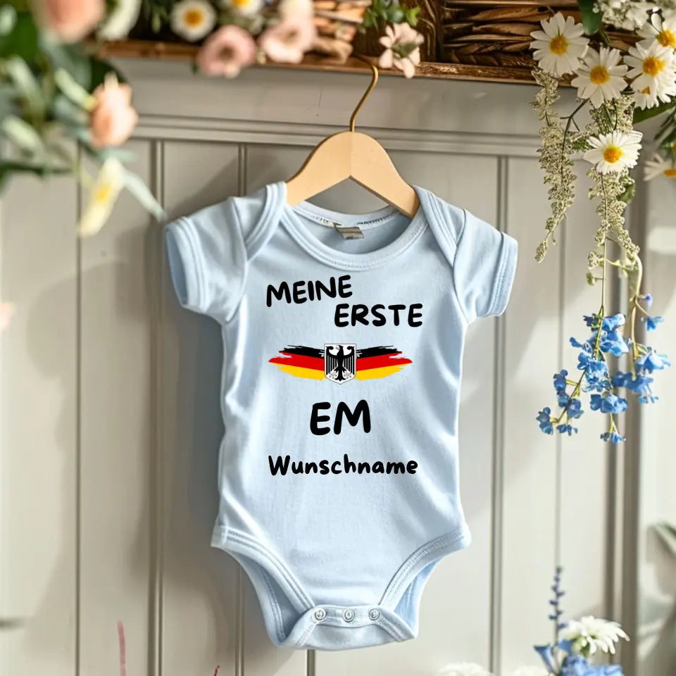 My First EM - Gepersonaliseerde baby onesie/romper, bodysuit van 100% biologisch katoen
