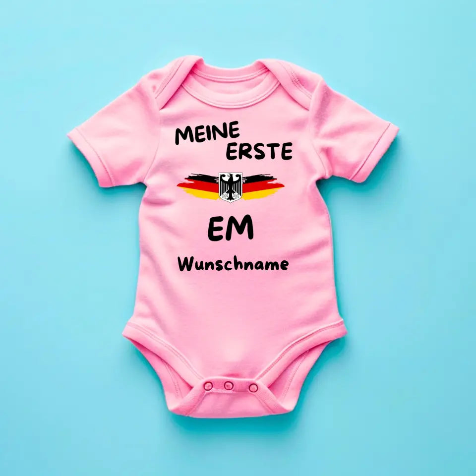 My First EM - Gepersonaliseerde baby onesie/romper, bodysuit van 100% biologisch katoen