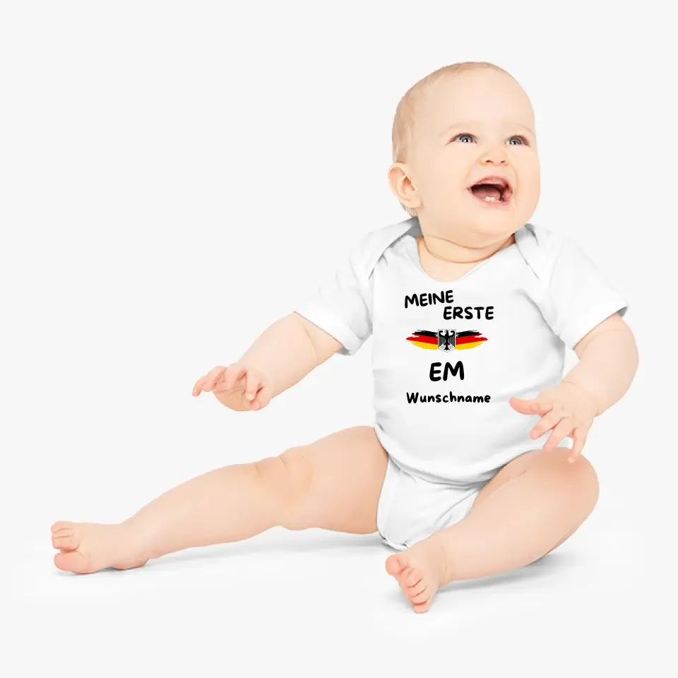 My First EM - Gepersonaliseerde baby onesie/romper, bodysuit van 100% biologisch katoen