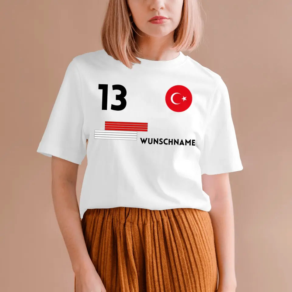 Maillot de football turc - T-shirt personnalisé pour supporters turcs (100 % coton, unisexe)