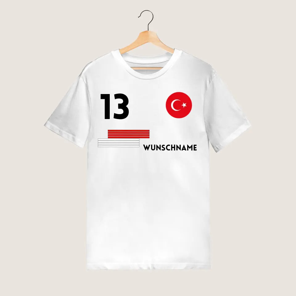 Türkiye voetbalshirt - gepersonaliseerd T-shirt voor Turkse voetbalfans (100% katoen, unisex)