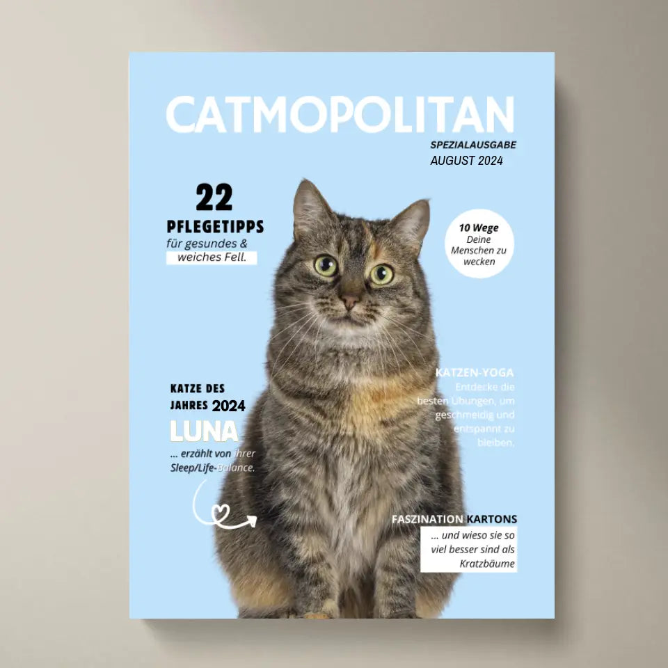Gepersonaliseerde pet cover poster - kattenmagazine met foto van jouw kat/kater