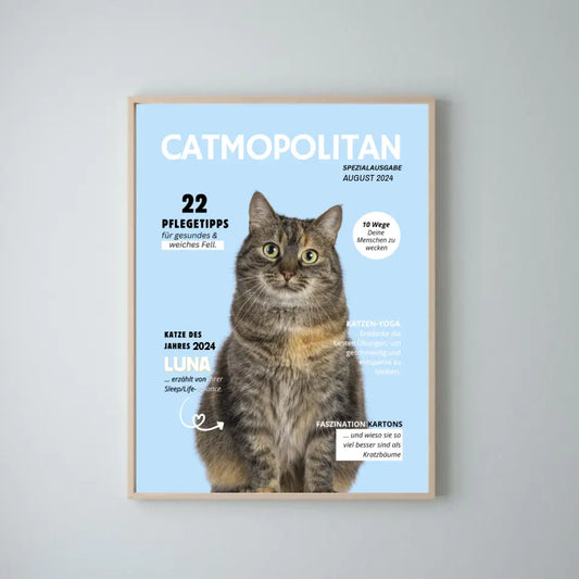 Gepersonaliseerde pet cover poster - kattenmagazine met foto van jouw kat/kater