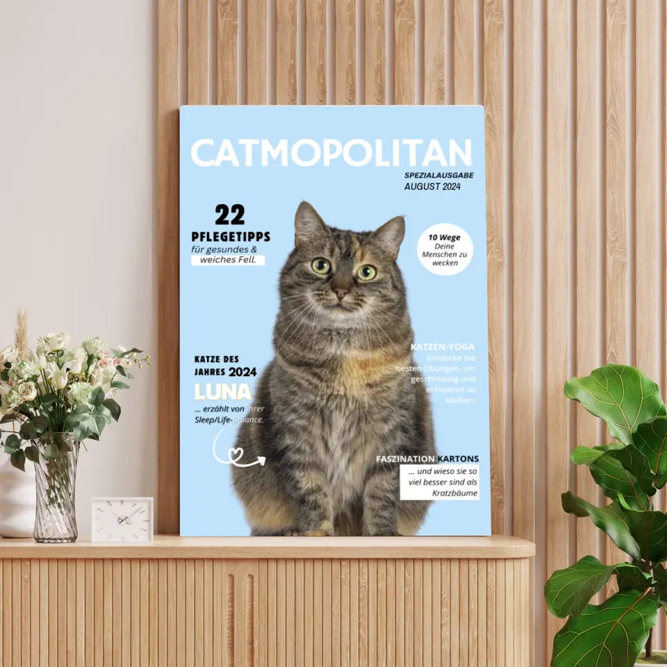 Gepersonaliseerde pet cover poster - kattenmagazine met foto van jouw kat/kater