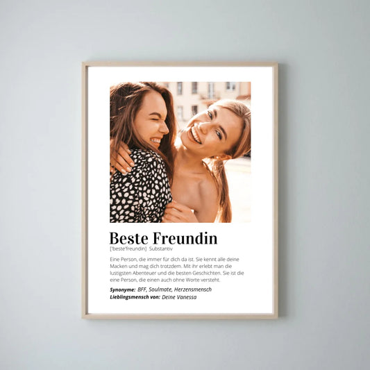 Poster photo "Définition" - Cadeau personnalisé "Meilleure amie
