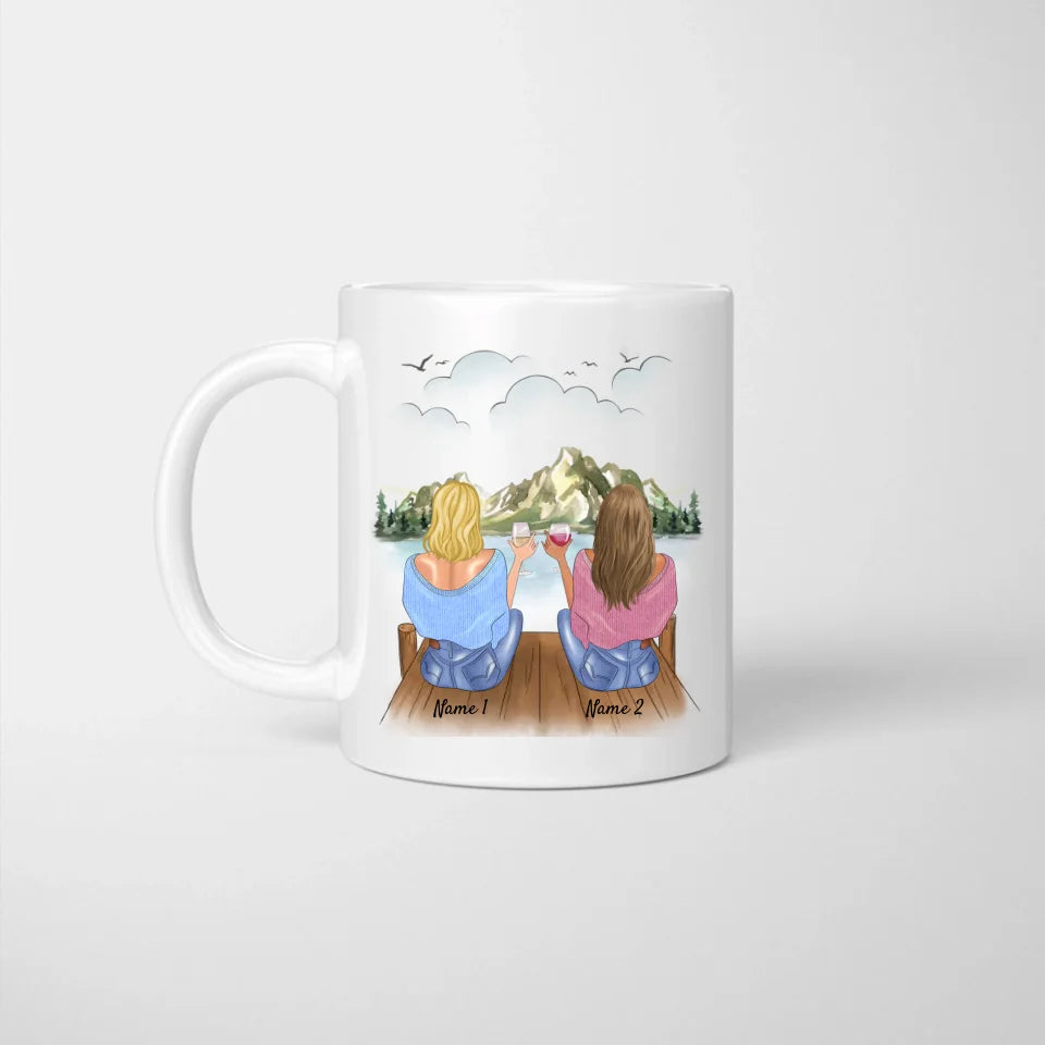 Un binome, Meilleures collègues avec boisson - Mug personnalisé (2-4 personnes), cadeau individuel