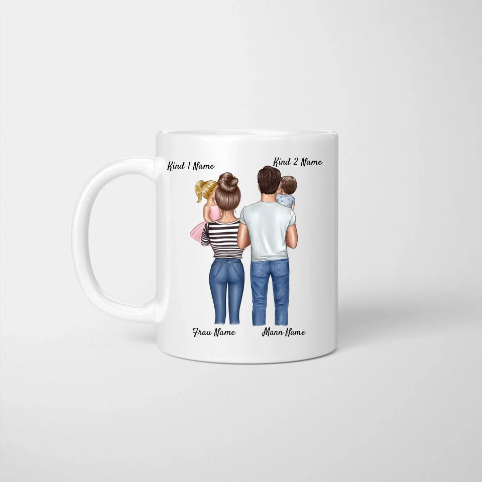 Gepersonaliseerde familiemok "Ik hou van Kerstmis, maar jij nog meer" (ouders, 1-4 kinderen)
