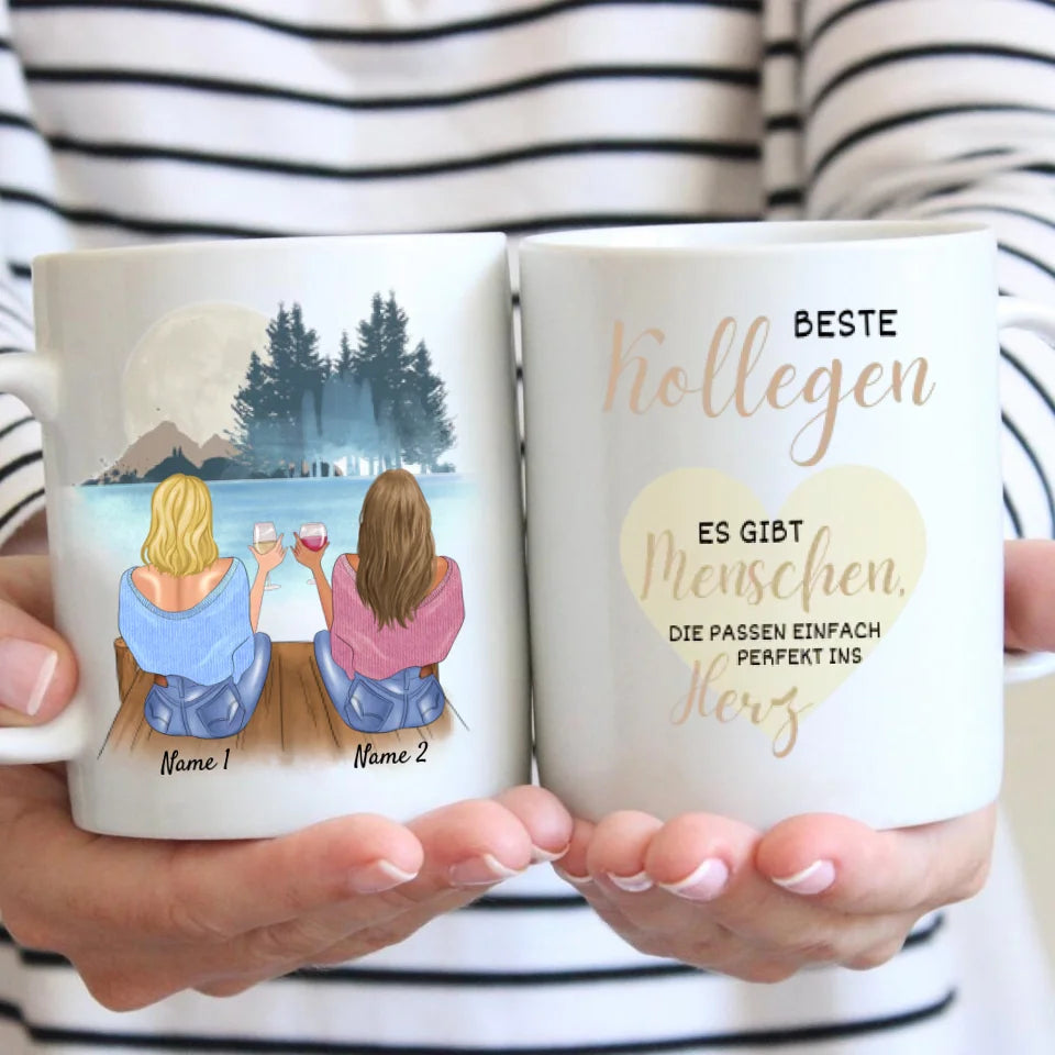 Meilleurs collègues, certaines personnes correspondent parfaitement à votre cœur - Mug personnalisé pour amis et collègues (2-4 personnes)