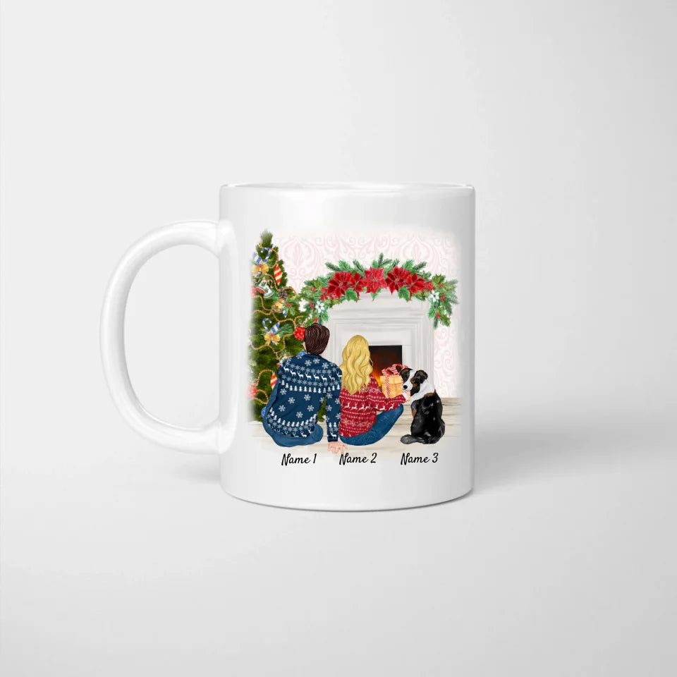 Noël Couple Avec Animal De Compagnie - Tasse Personnalisé (Chien & Chat)