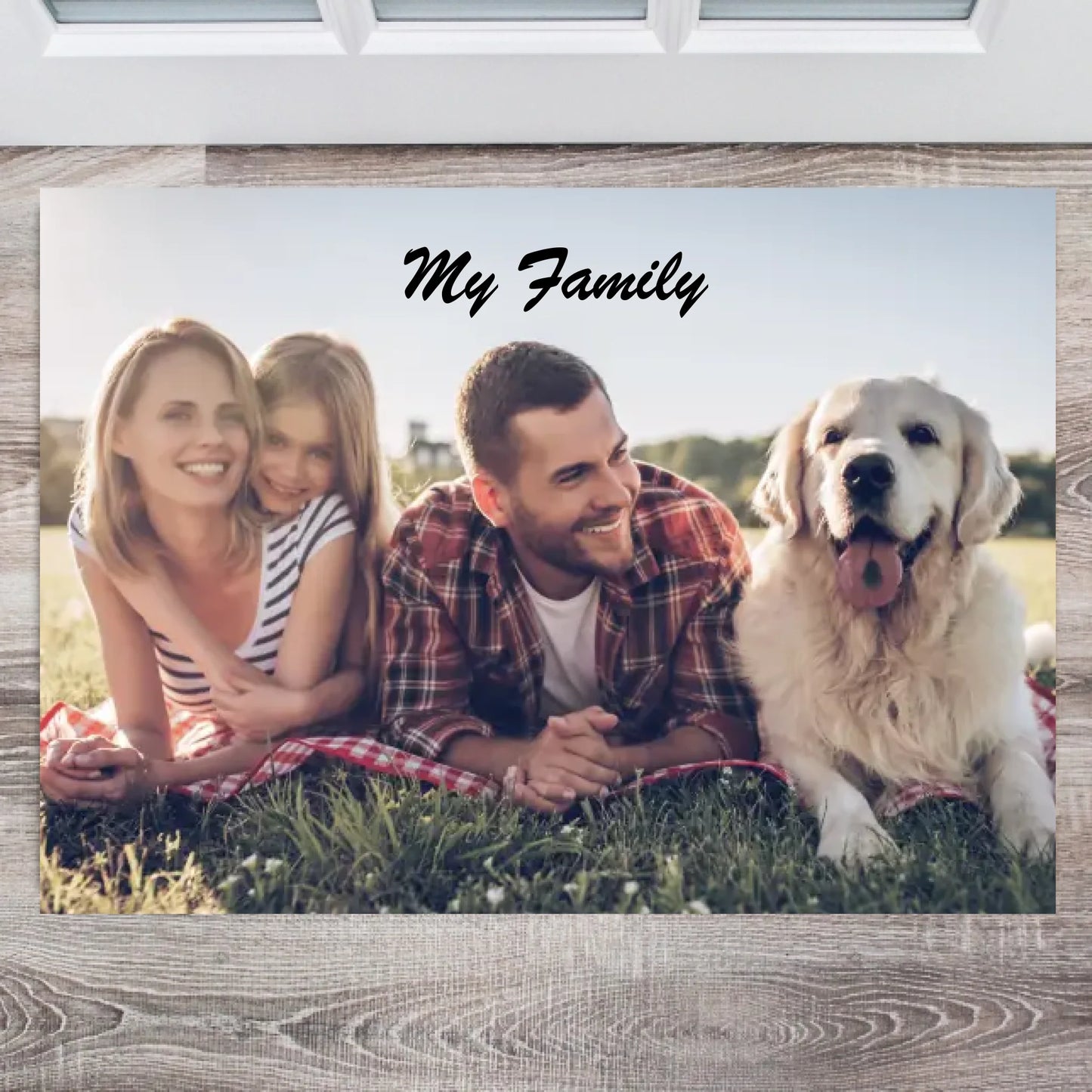 Gepersonaliseerde fotofamilie deurmat (upload je eigen foto)