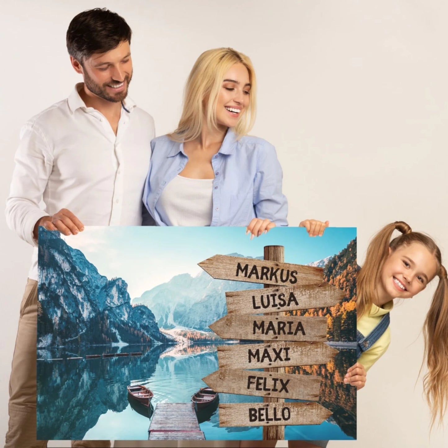 Familie een beetje vreugde en een mooie liefde - Gepersonaliseerd canvas