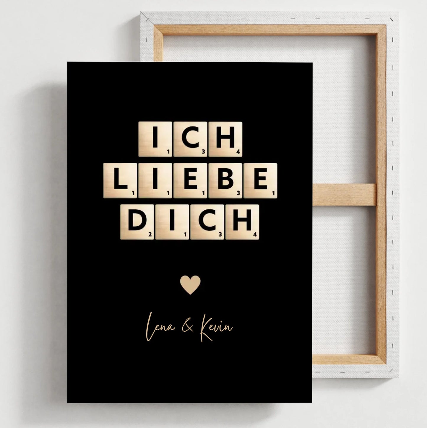 Ik hou van jou canvas Scrabble letters - Gepersonaliseerd canvas voor koppels, je partner