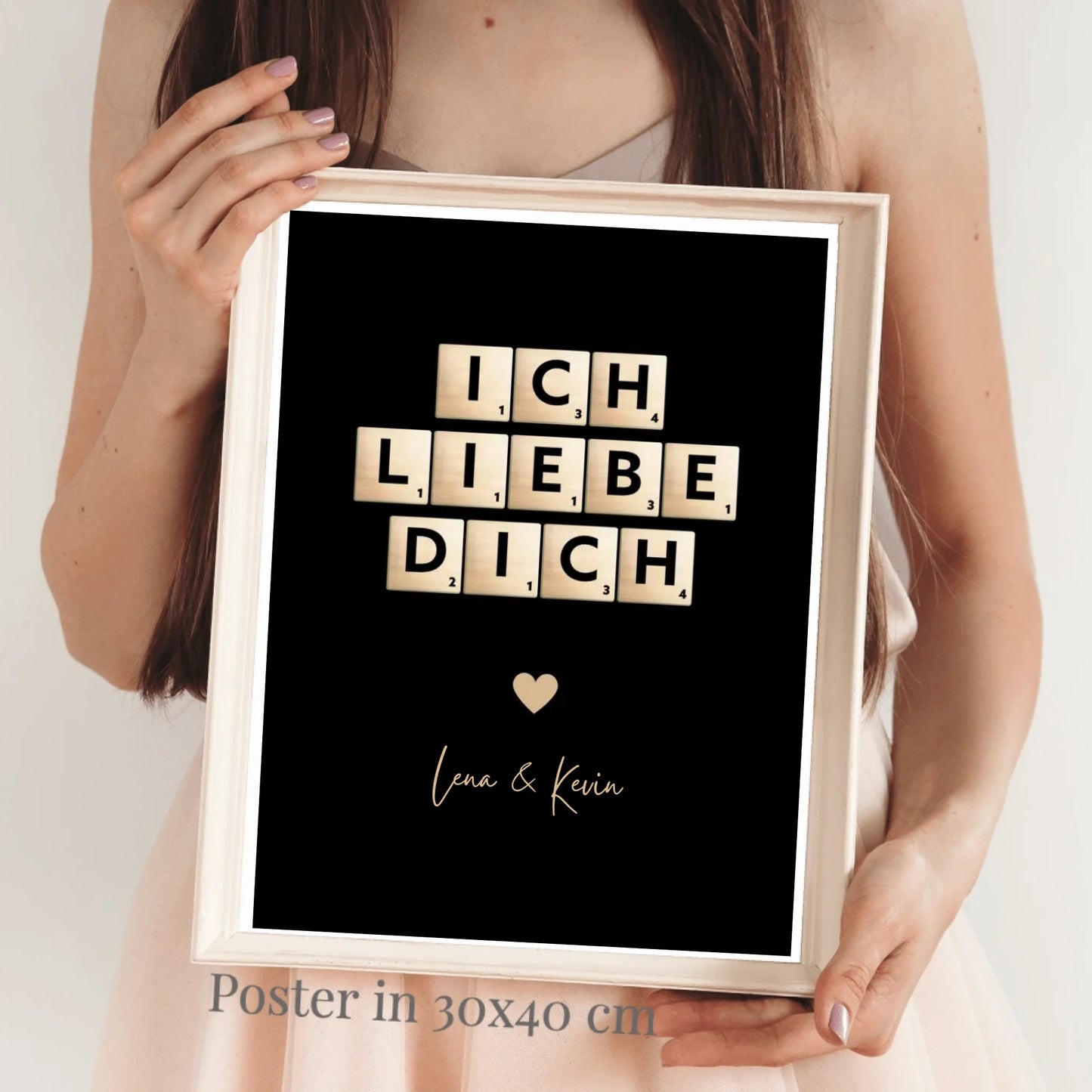 Ik hou van jou canvas Scrabble letters - Gepersonaliseerd canvas voor koppels, je partner