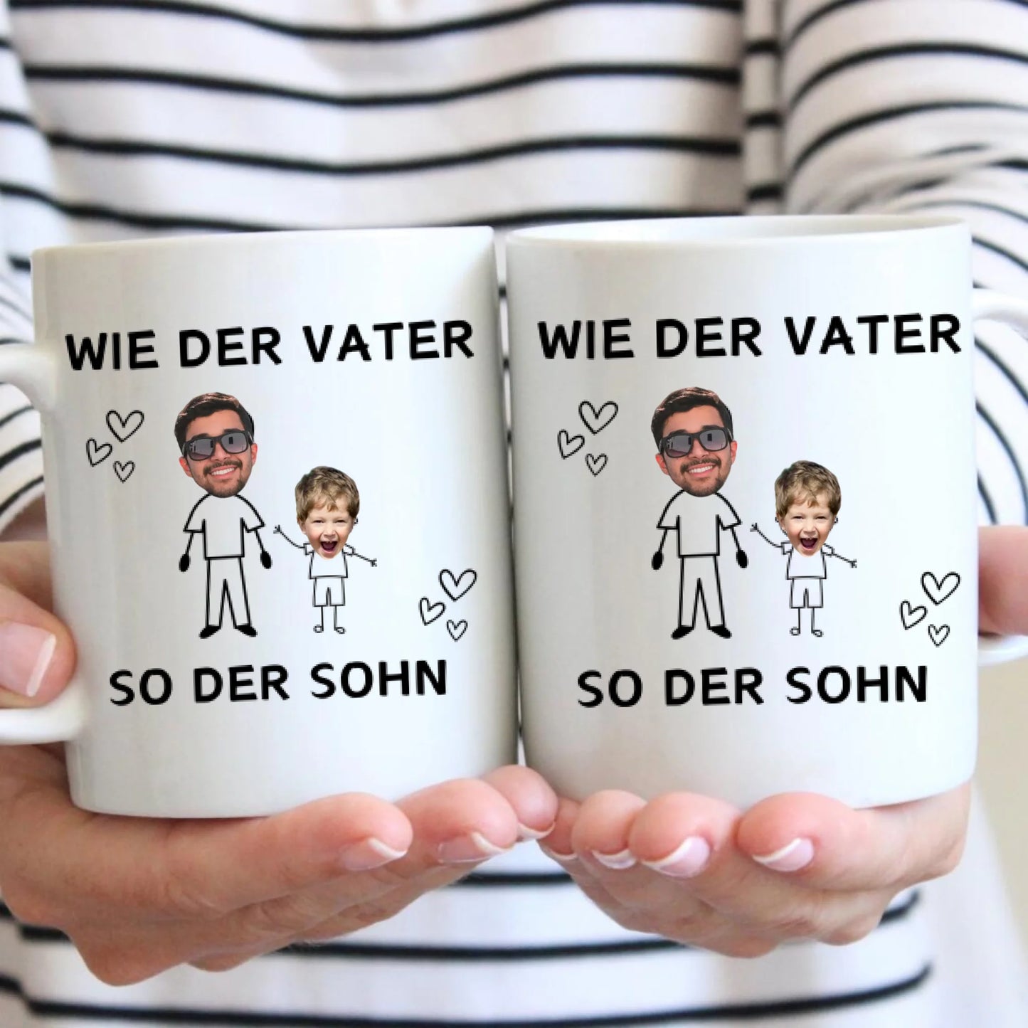 Tel père, tel fils/telle fille (visages sur la tasse) - Tasse photo papa et enfant