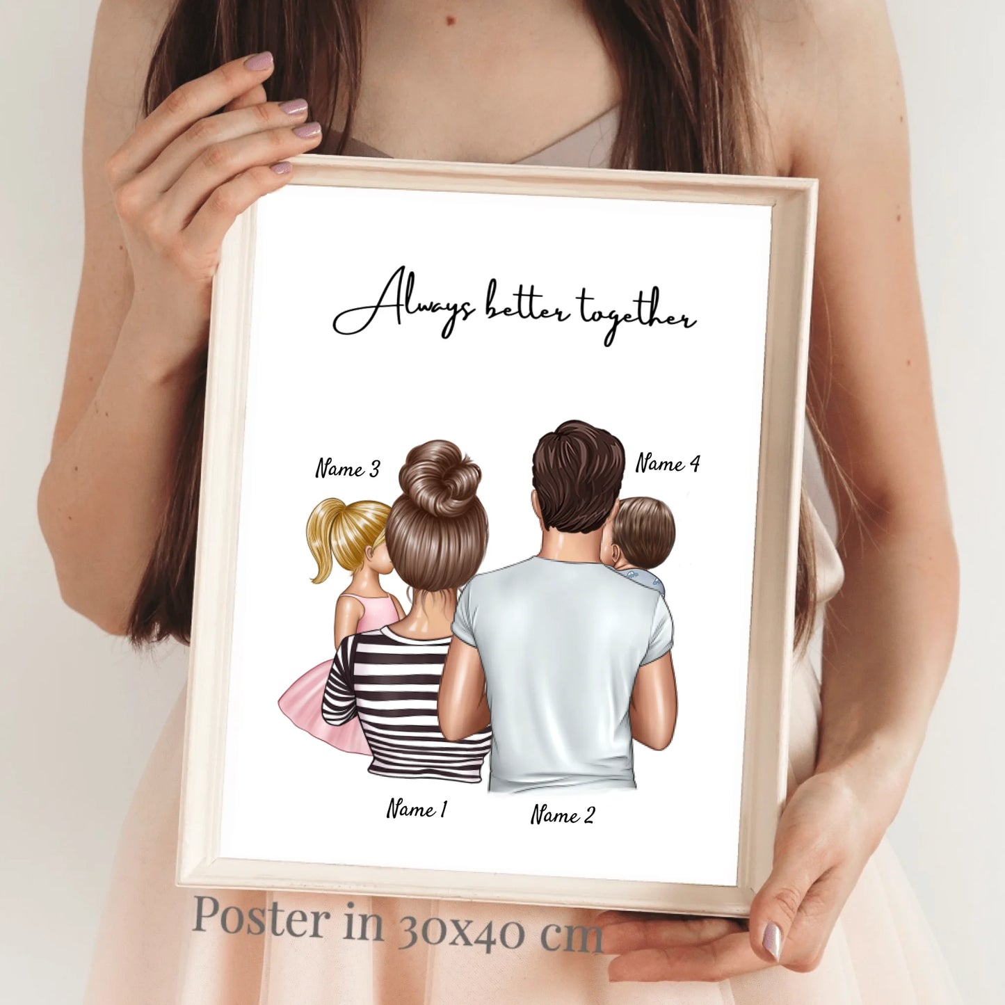 Happy Family - Affiche personnalisée avec cadre avec toute la famille