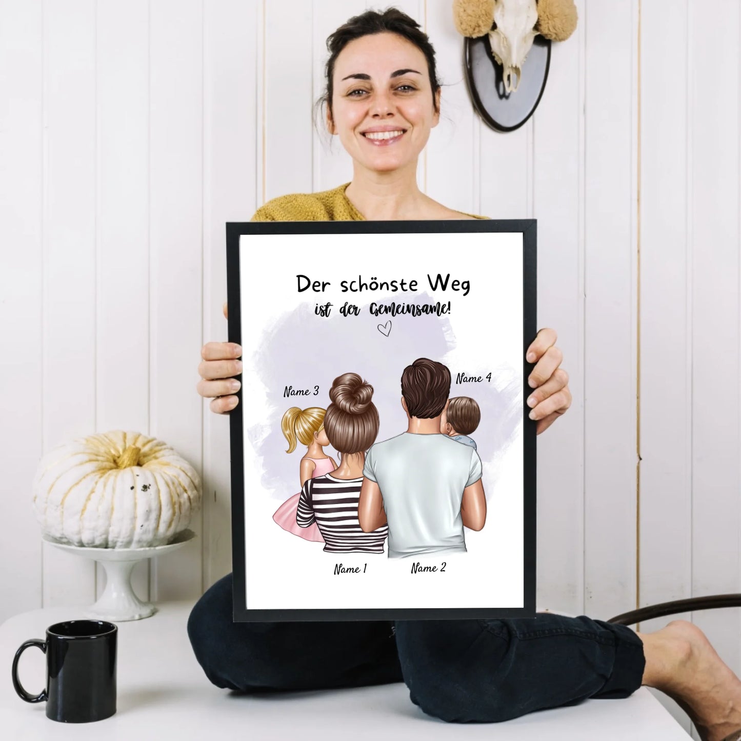 Happy Family - Affiche personnalisée avec cadre avec toute la famille