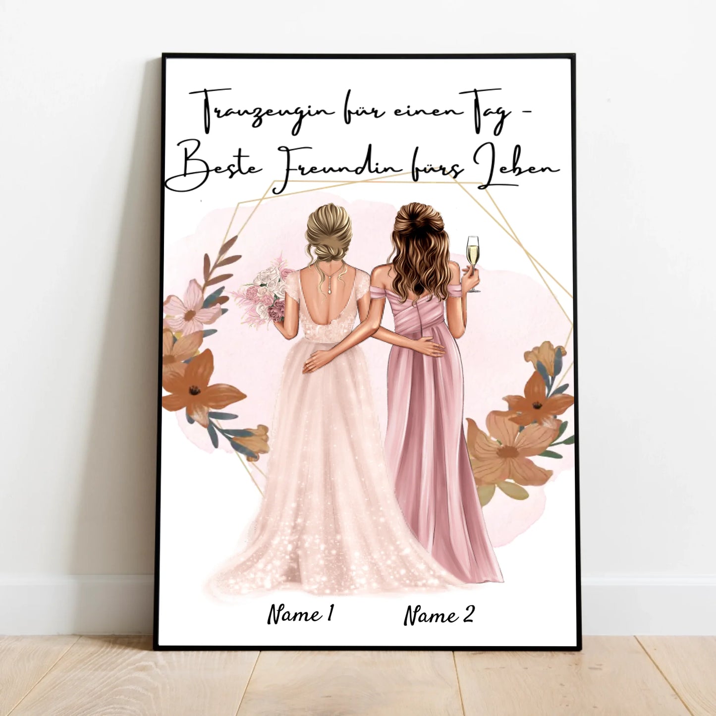 Bruidsmeisje voor één dag - Beste vriend voor het leven - Gepersonaliseerde verlovings/rouwposter