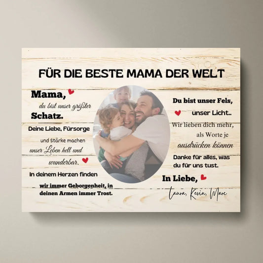 Pour la meilleure maman du monde - Toile photo personnalisée Famille