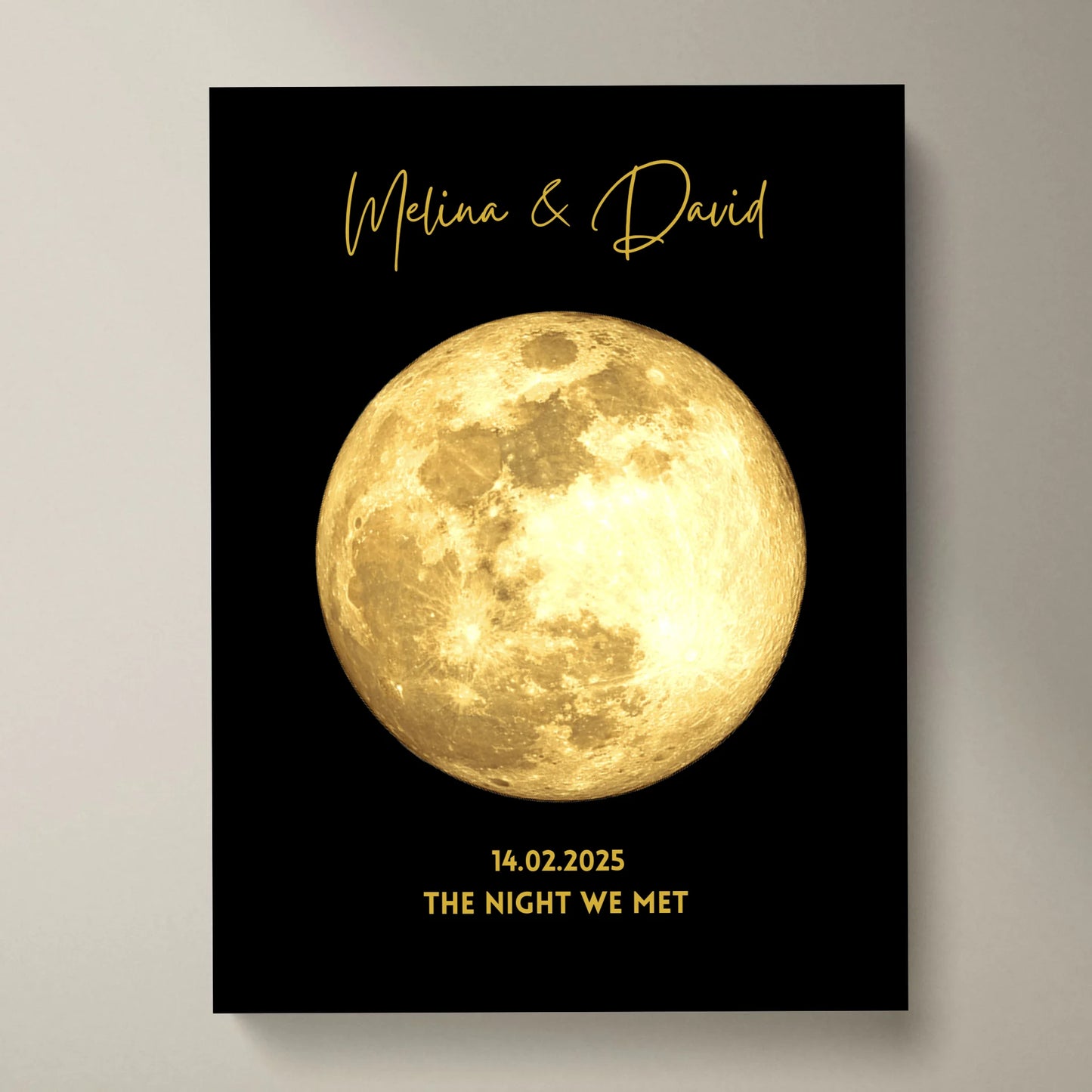 La nuit de notre rencontre - Affiche personnalisée des phases de la lune, cadeau Golden Moon by Date