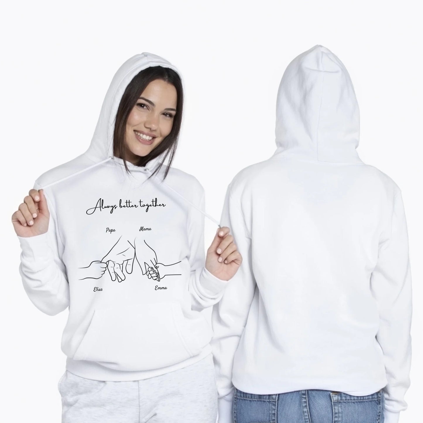 Hand in Hand - Gepersonaliseerde Unisex Hoodie, Familie Hoodie