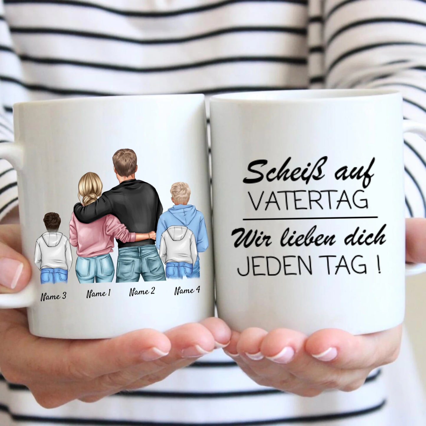 Vaderdag, we houden elke dag van je - Gepersonaliseerde mok voor papa (van mama en kinderen)