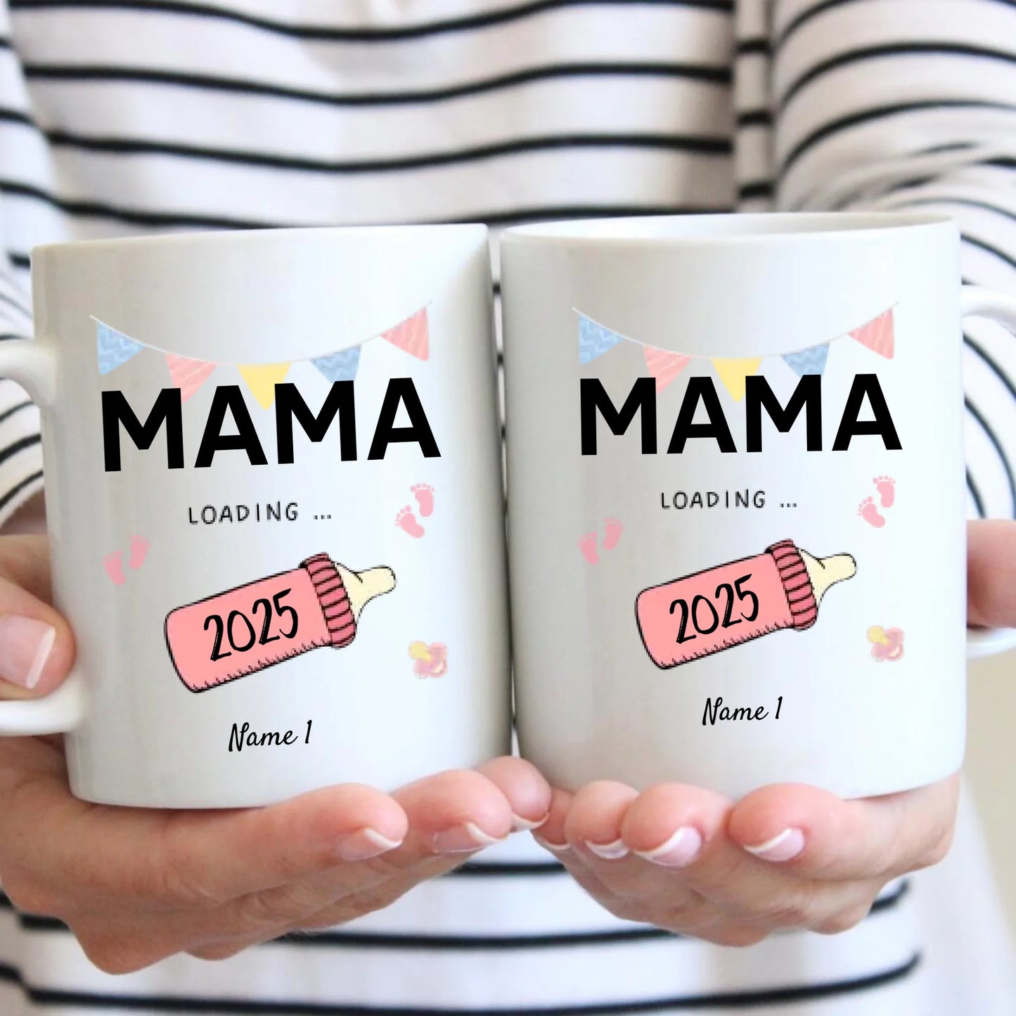 Mama Loading 2024 - Gepersonaliseerde mok voor aanstaande moeders, vaders, voor de aankondiging (mama, papa, oma, opa, meter, peetvader)