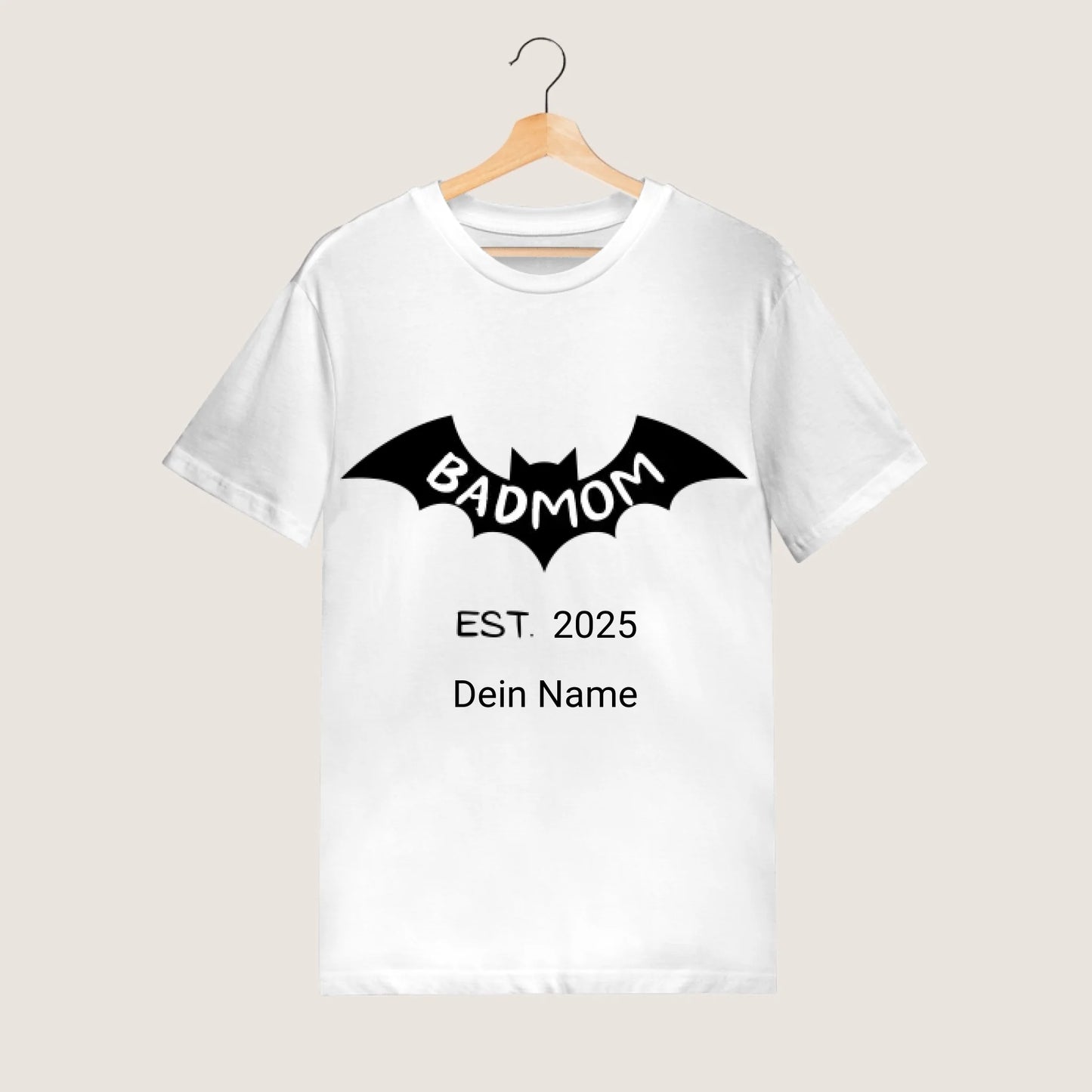 Badmom (Dadman) sinds 2024 - Gepersonaliseerd T-shirt voor aanstaande moeders, geboorte-/zwangerschapsaankondiging 100% katoen