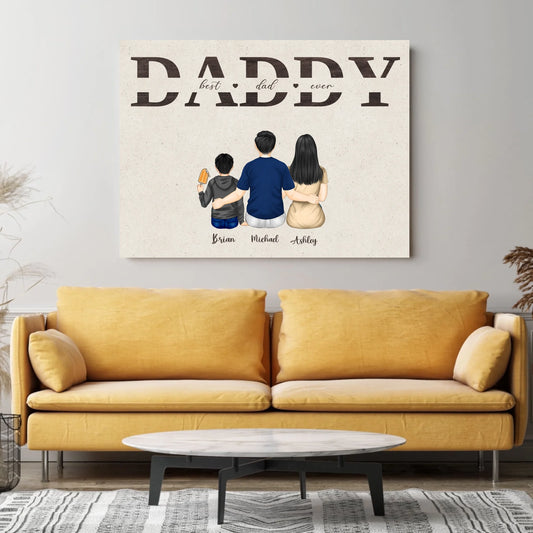 Beste vader ooit - Gepersonaliseerd canvas vader, moeder en kinderen