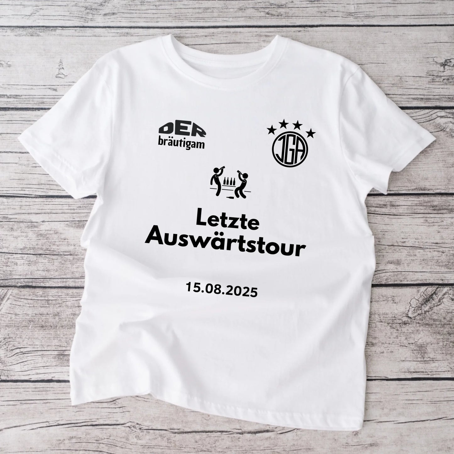 Laatste uittournee, JGA Shirt Bruidegom + TEAM Gepersonaliseerd vrijgezellenfeestshirt (100% katoen, unisex)