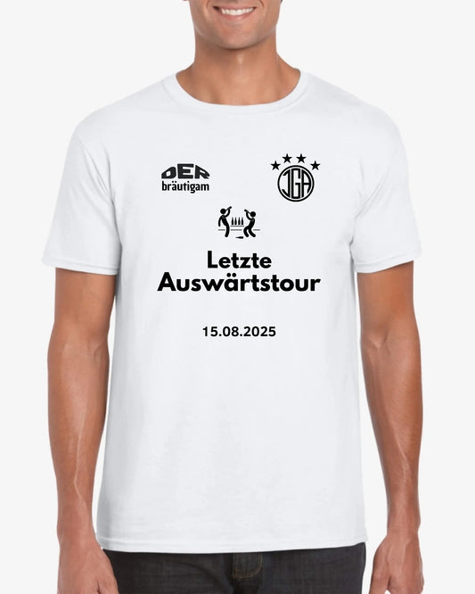 Laatste uittournee, JGA Shirt Bruidegom + TEAM Gepersonaliseerd vrijgezellenfeestshirt (100% katoen, unisex)