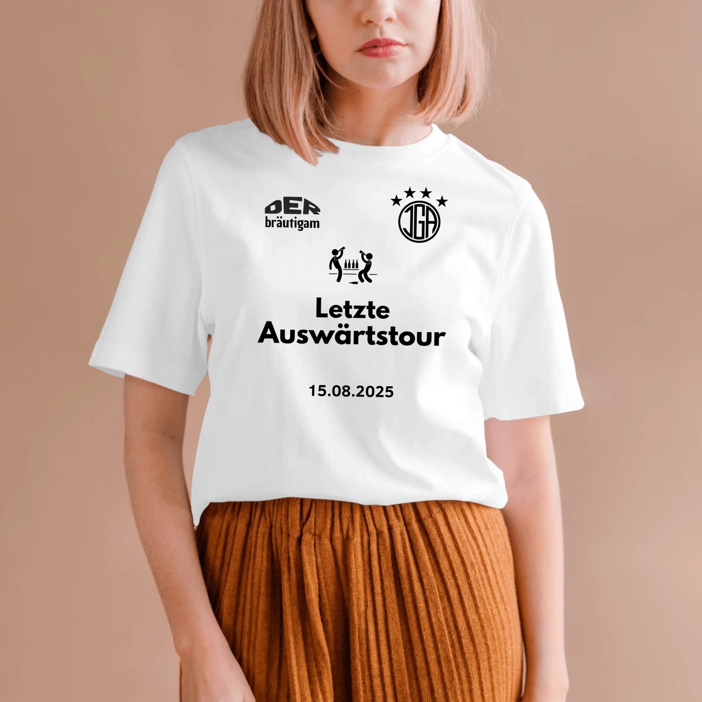 Laatste uittournee, JGA Shirt Bruidegom + TEAM Gepersonaliseerd vrijgezellenfeestshirt (100% katoen, unisex)