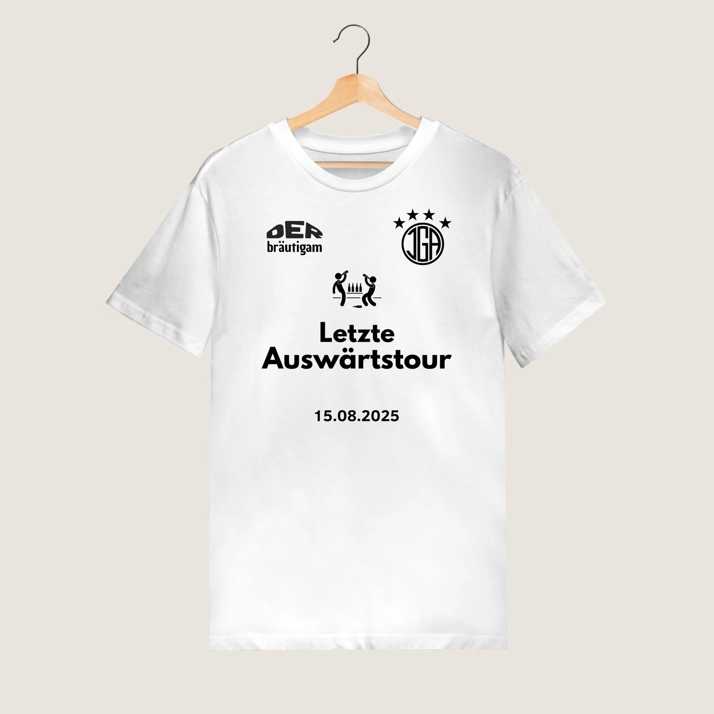 Laatste uittournee, JGA Shirt Bruidegom + TEAM Gepersonaliseerd vrijgezellenfeestshirt (100% katoen, unisex)