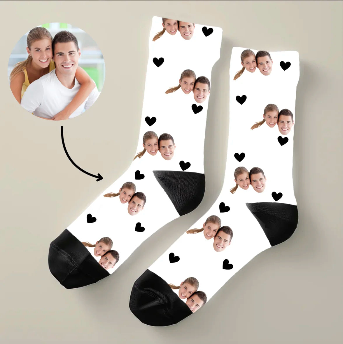Gepersonaliseerde fotosokken - individueel cadeau voor koppels en partners