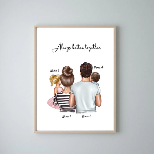 Ouders met kinderen - Persoonlijke Poster (Ouders met 1-4 kinderen)